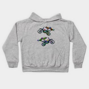 Motocross rider in the jump Kids Hoodie